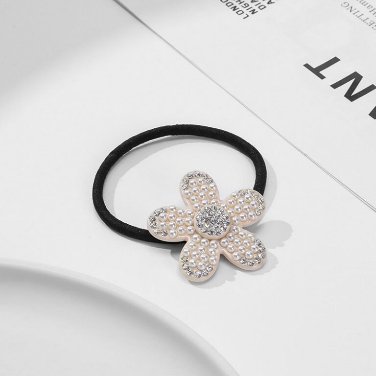 Rubber band Acetate Pearl-Inlaid Hair Clip for Women – Trendy Personality Spring Clip Hair Tie for Outings