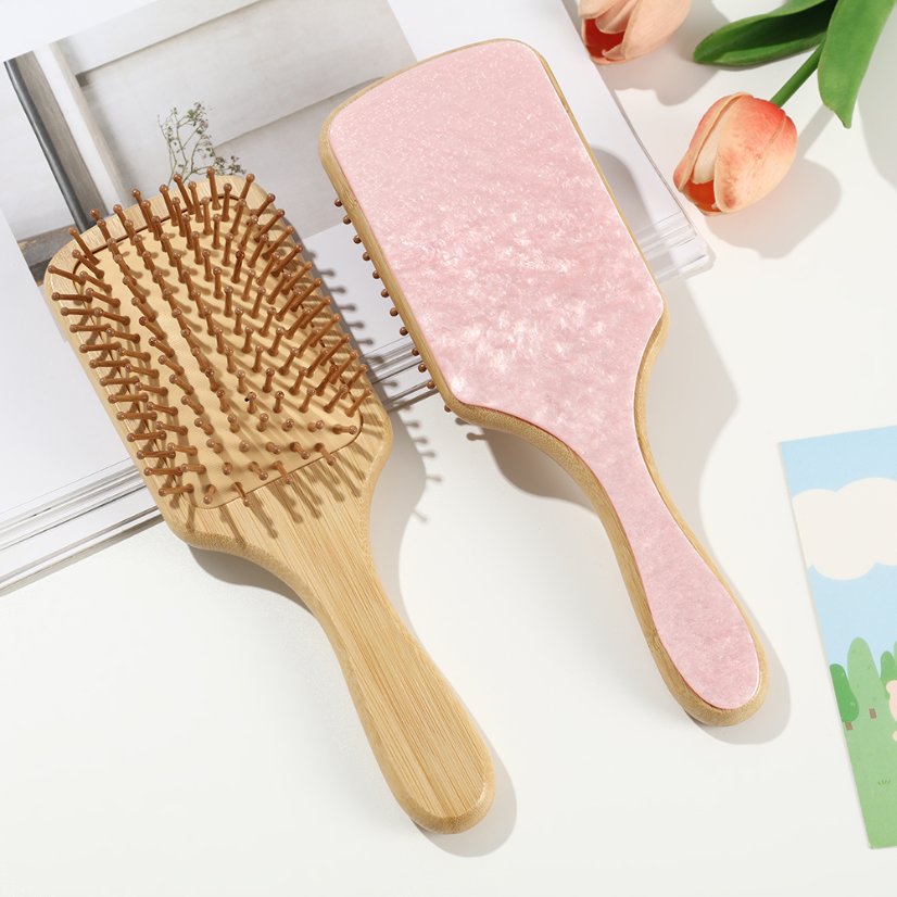 Wooden comb Premium Acetate Patch Air Cushion Massage Comb – Anti-Static Wide-Tooth Volumizing Styling Comb